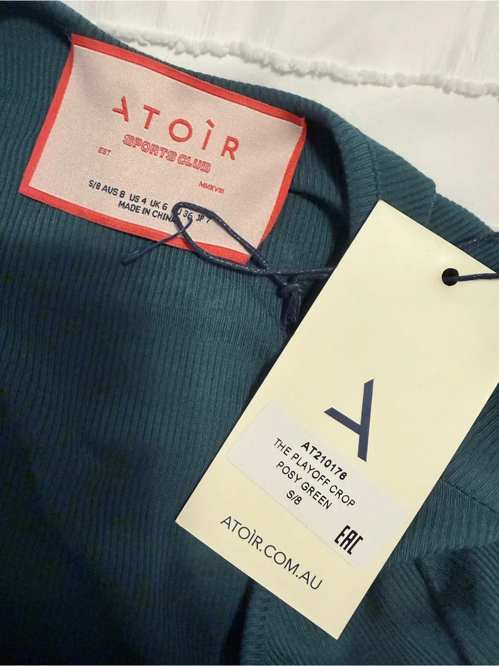 Atoir Deep Green Lace-Up Long Sleeve Crop Top